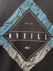 O’neill Shirt Mens Small Black Spell Out Logo Surfer Surf Skater Modern Fit Mens