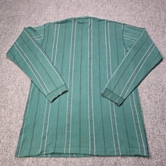 Eddie Bauer Men’s Medium Tall Henley Shirt Long Sleeve Green Striped 100%