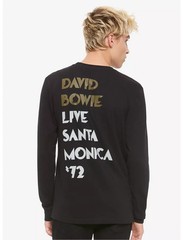 David Bowie Mens Black & White Santa Monica 1972 Long-Sleeve Shirt New 2XL