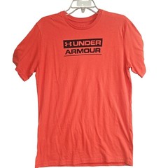 Under Armour Mens HeatGear Loose Fit Graphic Box Logo T-Shirt Orange Red MD