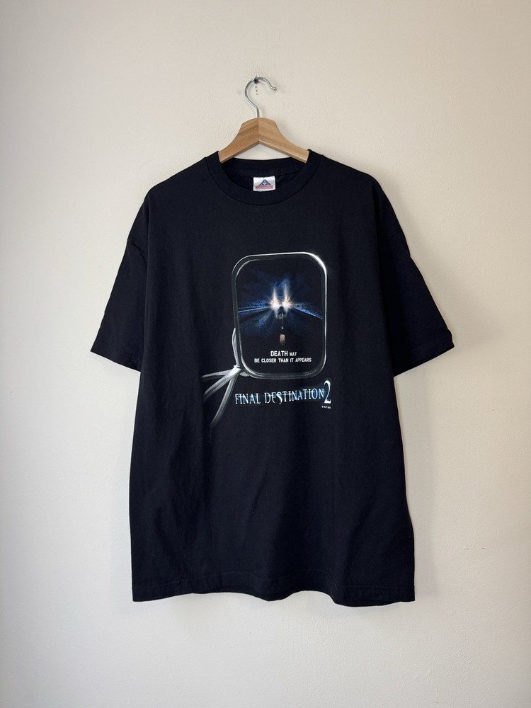 Vintage Final Destination 2 Movie Semi Truck Mirror Promo Black Tee Shirt RARE