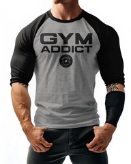 040. RAGLAN ION-ADDICT Funny Workout Gym T-Shirt for Men