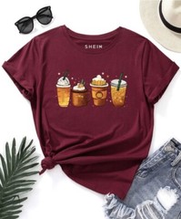 medium fall harvest coffee latte drink tee shirt