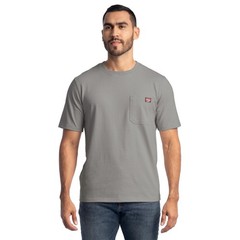 Wrangler Workwear Men’s Short Sleeve Heavyweight Pocket Crew Shirt Monument 2XL