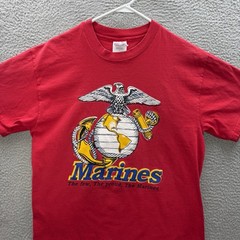Vintage Hanes Shirt Adult Large Red Single Stitch United States Marines 90s