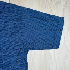 Giorgio Danieli Men’s Blue Striped Mock Neck Textured Weave T Shirt Large
