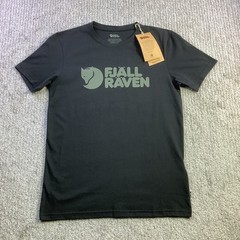 Fjallraven Logo T-shirt Mens Black Organic Cotton Blend Tee Size XS NWT
