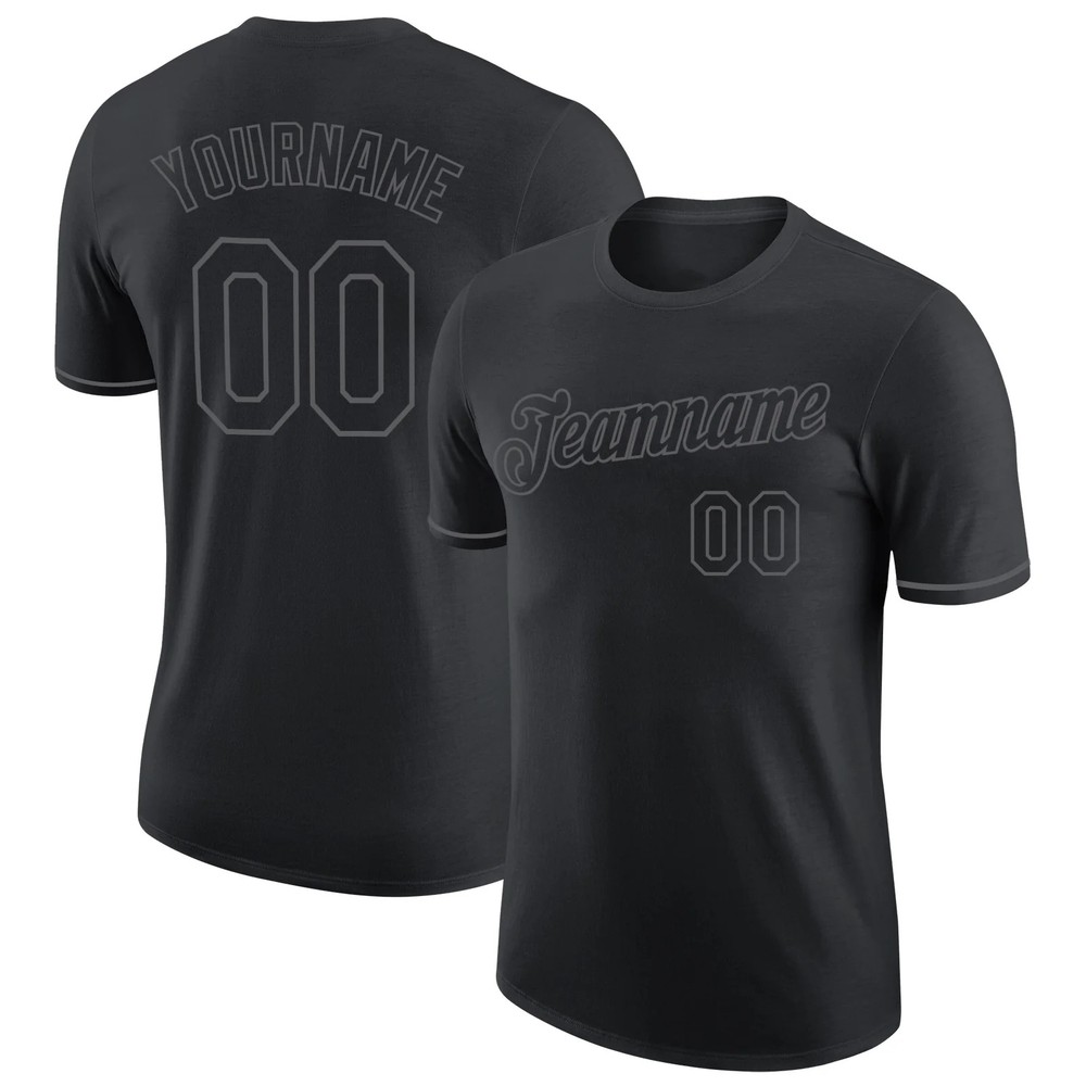 Custom Black Steel Gray Performance T-Shirt Personalized Team Jersey Gift