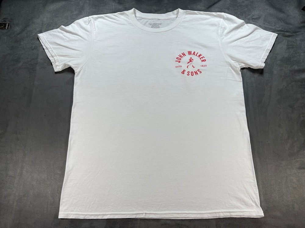 John Walker & Sons Thank You for Drinking With Us White distressed Shirt large