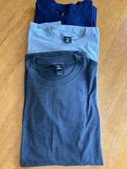 HANES BEEFY Mens Short Sleeve No Pocket T Shirt ~ Navy Blue Dark Gray Light Gray