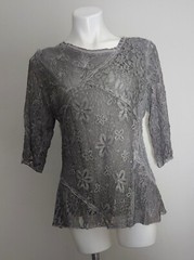 Womens Gray Lace Blouse Flower Lace Shirt Medium This And That Ordinary