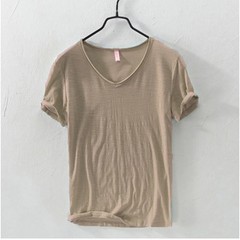 New Mens T Shirt Pure Color V Collar Short Sleeved Tops Tees Men T-Shirt 10color