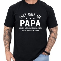 Papa Fathers Day T Shirt Personalized Kids Names Gifts for Papa