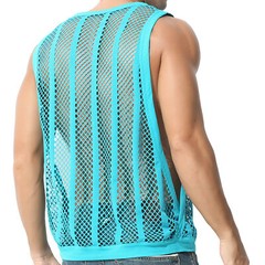 Sexy Men’s T-Shirt Mesh Fishnet Sleeveless Undershirt Muscle Hollow Out Tank Top