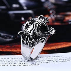 Mens Fashion Jewelry Rings, 316L Stainless Steel rings Animal Roar Tiger Ring…