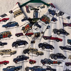 Knights of Round Table mens XL white shirt vintage classic car graphic cotton