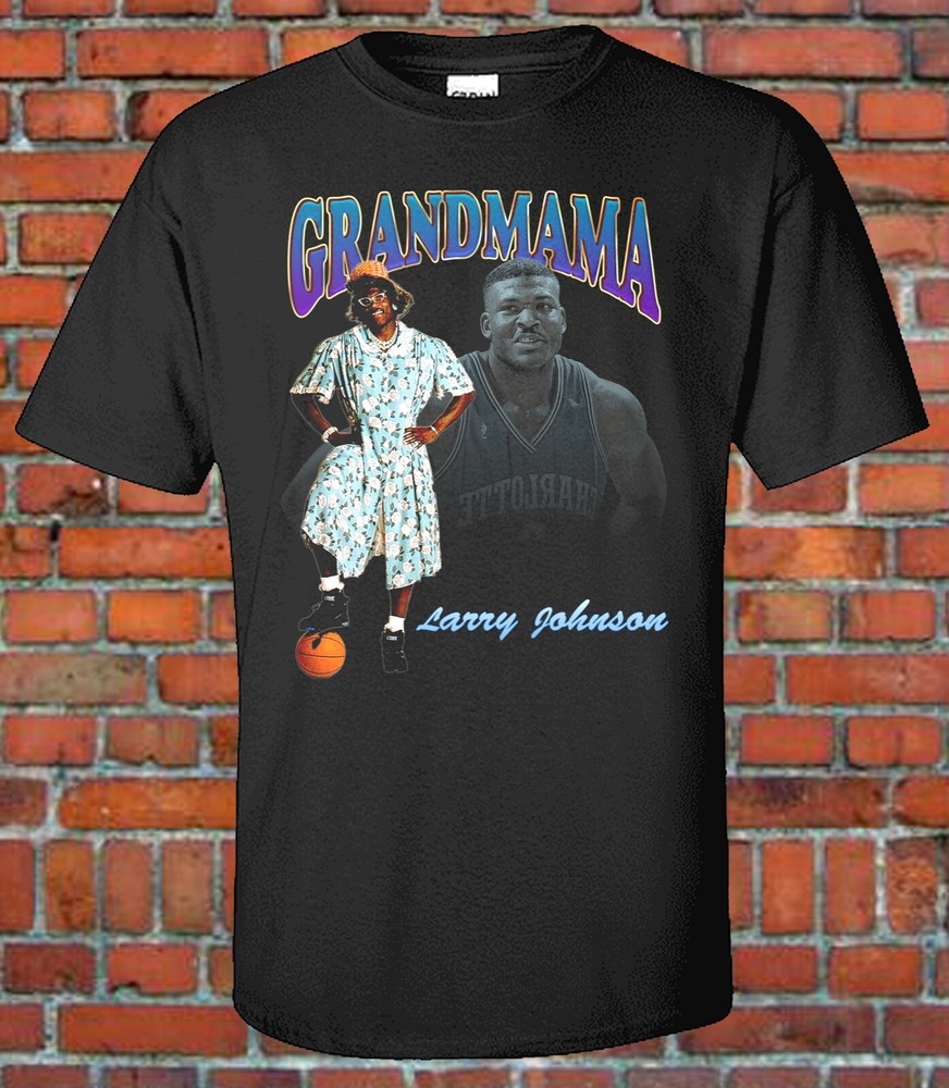 Larry Johnson Grandmama Graphic T shirt Hornets Converse Basketball Legend