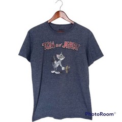 Tom & Jerry T-Shirt Men’s M Gray Retro Hanna-Barbera Cartoon Cat Mouse Tee