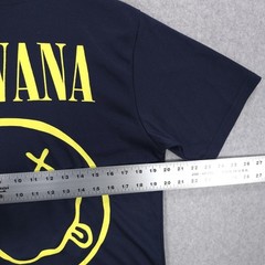 Nirvana Smiley Face Cobain Blue Mesh Graphic Button Jersey Shirt Mens Small