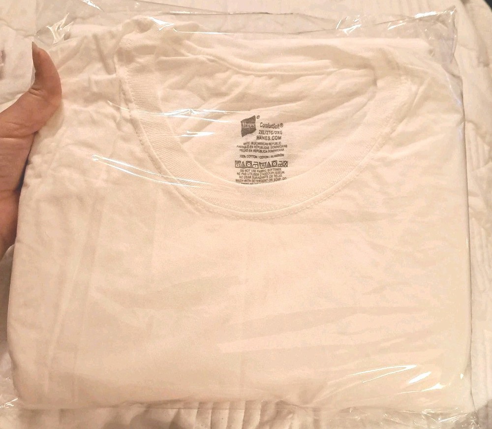 Hanes Comfort Soft Tagless White Undershirt Crew T-Shirts Sz 2XL Set of 5 NEW