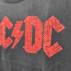 AC/DC Band T-Shirt Mens Large Black Red Rhinestone Studded Logo Short Sleeve Tee