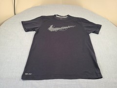 NIKE Shirt Mens Medium Black Dri-Fit Barbed Wire Swoosh Logo Outdoor Sports