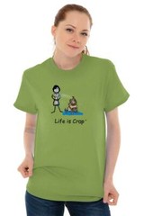 Life is Crap Wet Dog Funny Pet Graphic Gift Womens Graphic Crewneck T Shirt Tee