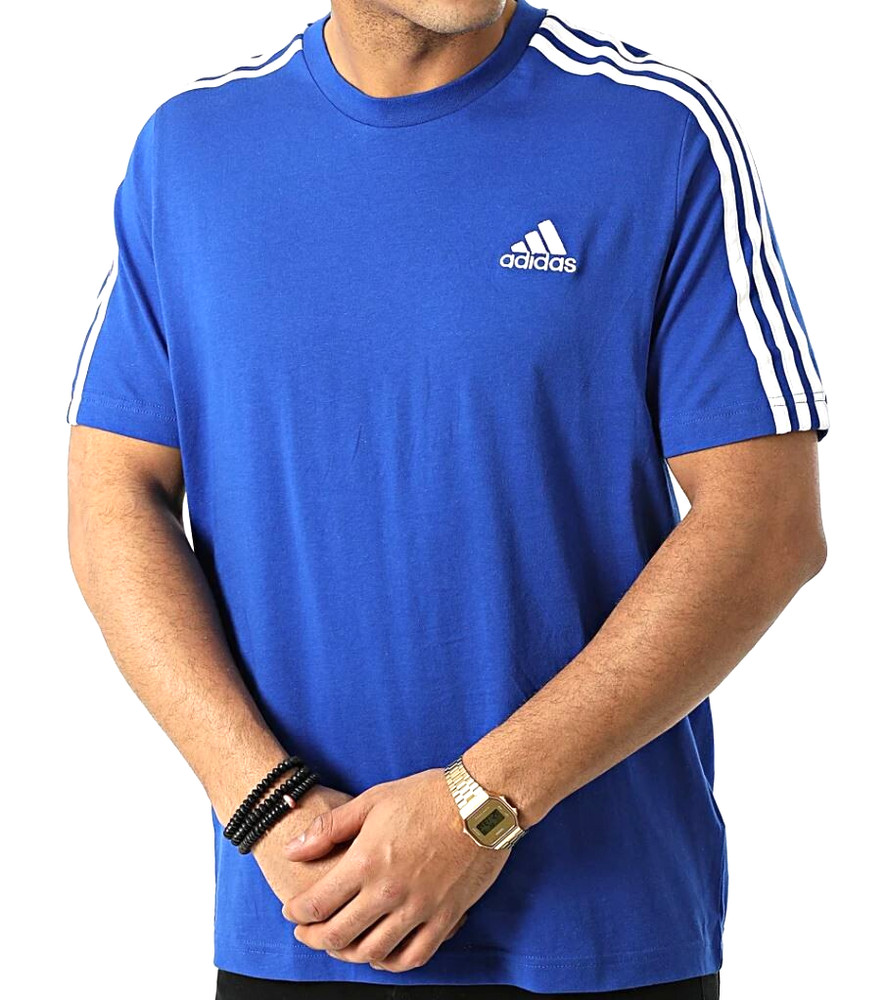 NEW MENS ADIDAS ORIGINALS ESSENTIALS 3 STRIPES TEE SHIRT ~SIZE LARGE #HE4410