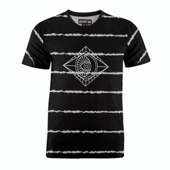 Beautiful Giant Devil’s Eye Fashion Striped T-Shirt Crew Neck Sport for Gym Tee