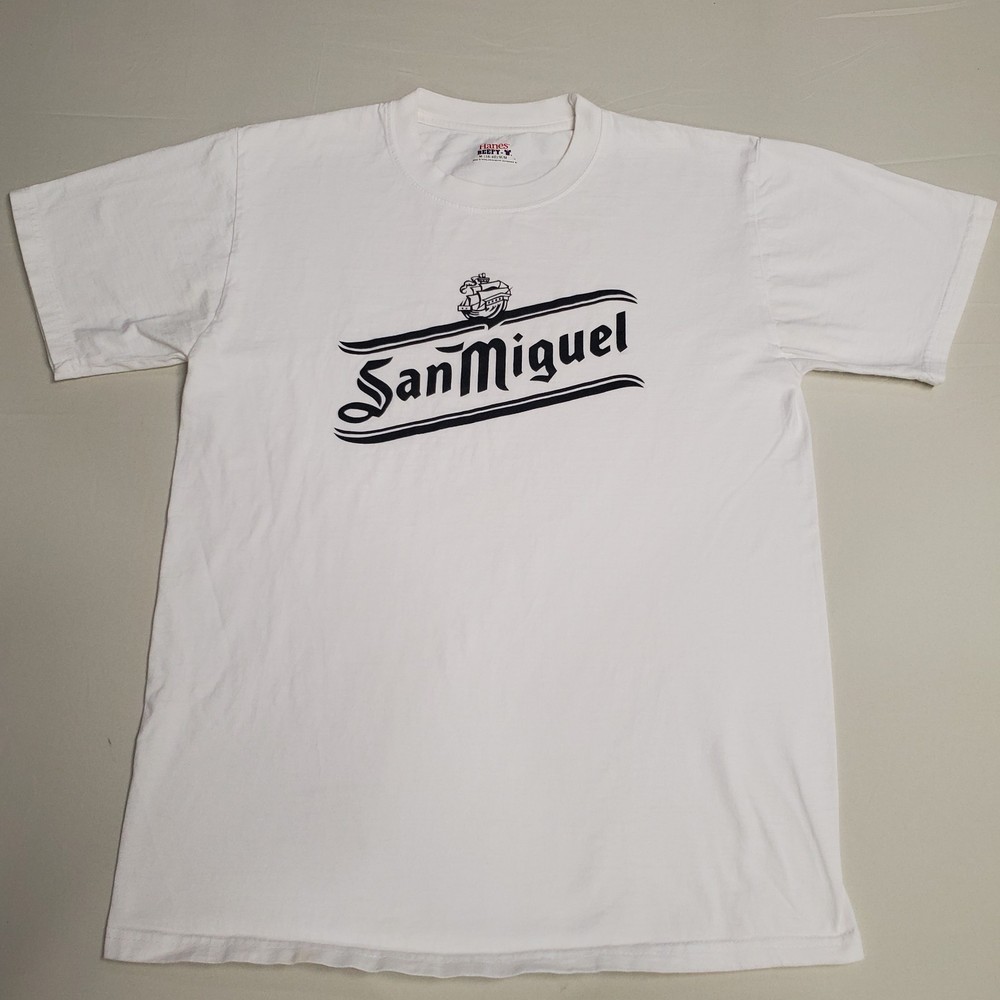 San Miguel Logo Print Black New T- Shirt Men’s Size Medium White Shirt