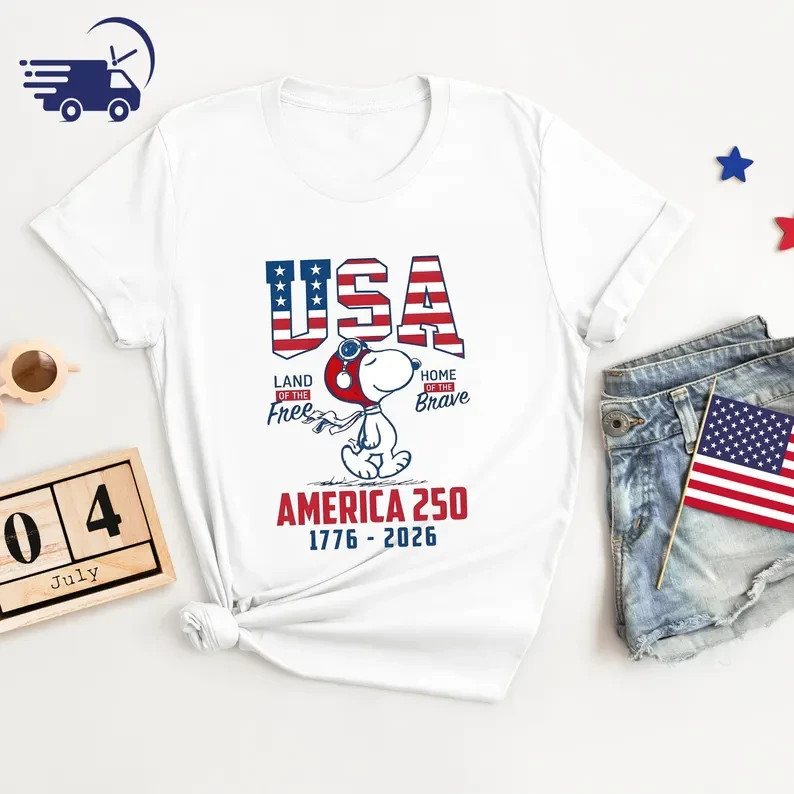 Snoopy America 250 Anniversary Shirt, Patriotic Dog Cartoon Tee, America Celebra