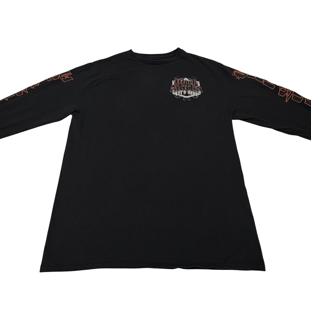 Work Sucks Let’s Ride Shirt Mens Large Black Long Sleeve Motorcycle Graphic