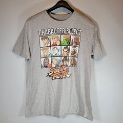 Street Fighter Mens Shirt XL Character Select Short Sleeve Gray Casual Anime