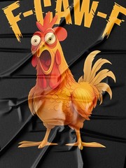 Chicken Pattern with “F-CAW-F” Text Print, Funny And Humorous Design T shirt