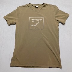 Gymshark Mens Medium Graphic Logo T-Shirt Olive Green Short Sleeve Athletic Top