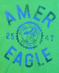 American Eagle Outfitters AEO 25 47 Mens Green Double Logo T-Shirt AEO New NWT
