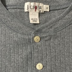 Vintage JCrew 100% Cotton Ribbed Knit Short Sleeve Henley Top Gray Mens Size XL