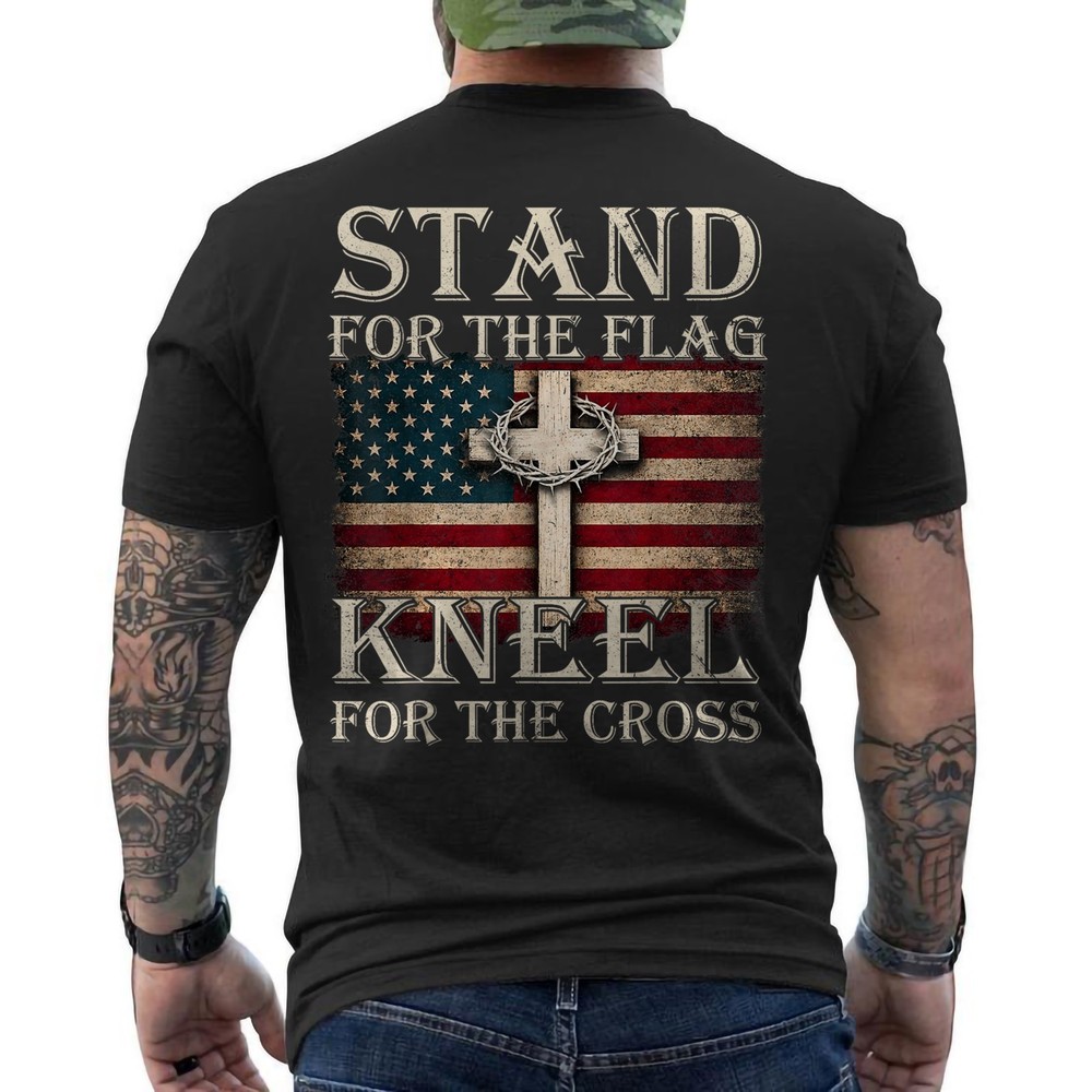 USA Flag Religious Quote 4th of July Christian Faith ON BACK T-Shirt