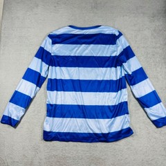 Striped Light Weight Long Sleeve Shirt Mens Sz M Blue White Crew Neck Polyester