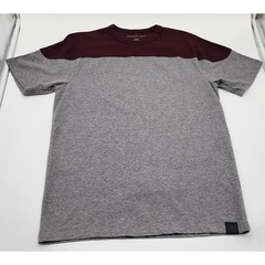 American Eagle T-Shirt Mens Small Burgundy Grey Colorblock Crew Neck EXC