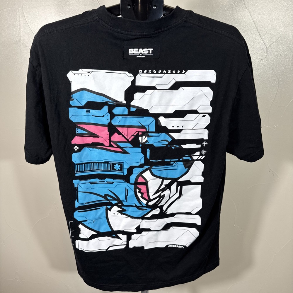 Mr. Beast Mens Black Short Sleeve T-Shirt Size M Pullover Solid Graphic Print