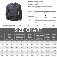 Mens Cotton Slim Fit Long Sleeve Henley T-Shirt Casual Button Tee Top Gym Gift