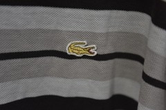 Lacoste Striped Polo Shirt Gray Black White Size 2XL LSC082