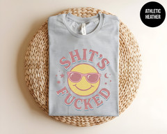 Funny Smiley Face T Shirt Sarcastic Graphic Tee Retro Aesthetic Top Adult Humor