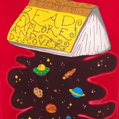 Reading T Shirt Mens Size Small Red Read Explore Discover Space Exploration