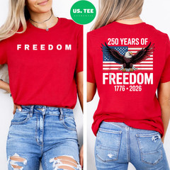 250 Years 1776-2026 Vintage 250th Birthday 4th of July Flag Front Back T-Shirt