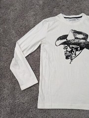 Angelo Litrico T-Shirt Mens Medium Cowboy Skull Western Rhinestone Racer White