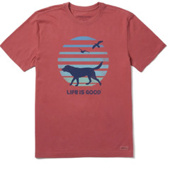 NWT Men’s Life Is Good Retro Dog Beach Walk Red SS Crusher Tee