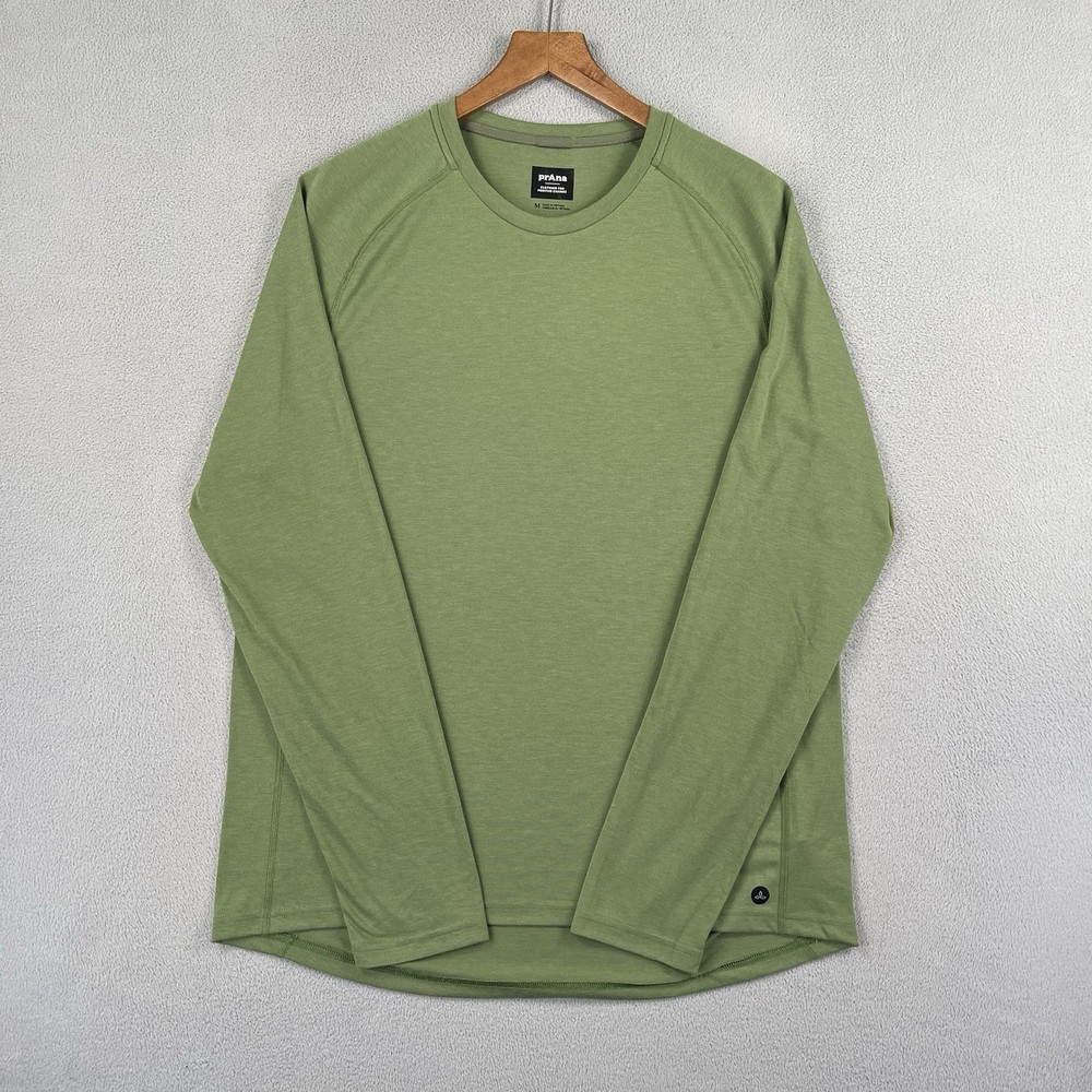 Prana Shirt Men’s Medium Green Long Sleeve Outdoor Base Layer Lightweight Hike