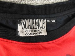 Vintage Scarface Clothing Co Tony Montana T Shirt Red Black Cigar Airbrush XL